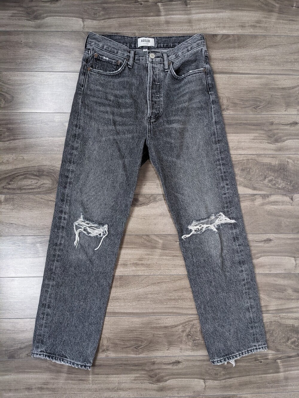 Agolde Women's Jeans Size 25 Washed Black Button Fly High Rise Relaxed